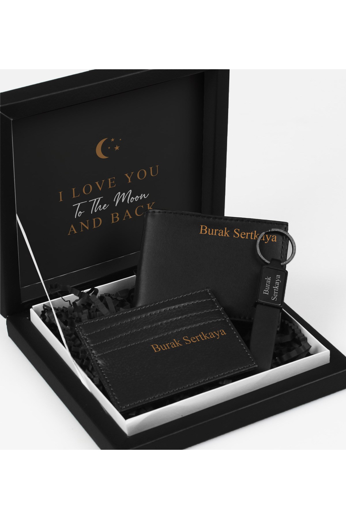 Sevdiklerinize Özel Tasarım Kutu & Kişiye Özel Cüzdan & Kartvizitlik & Anahtarlık Hediye Seti