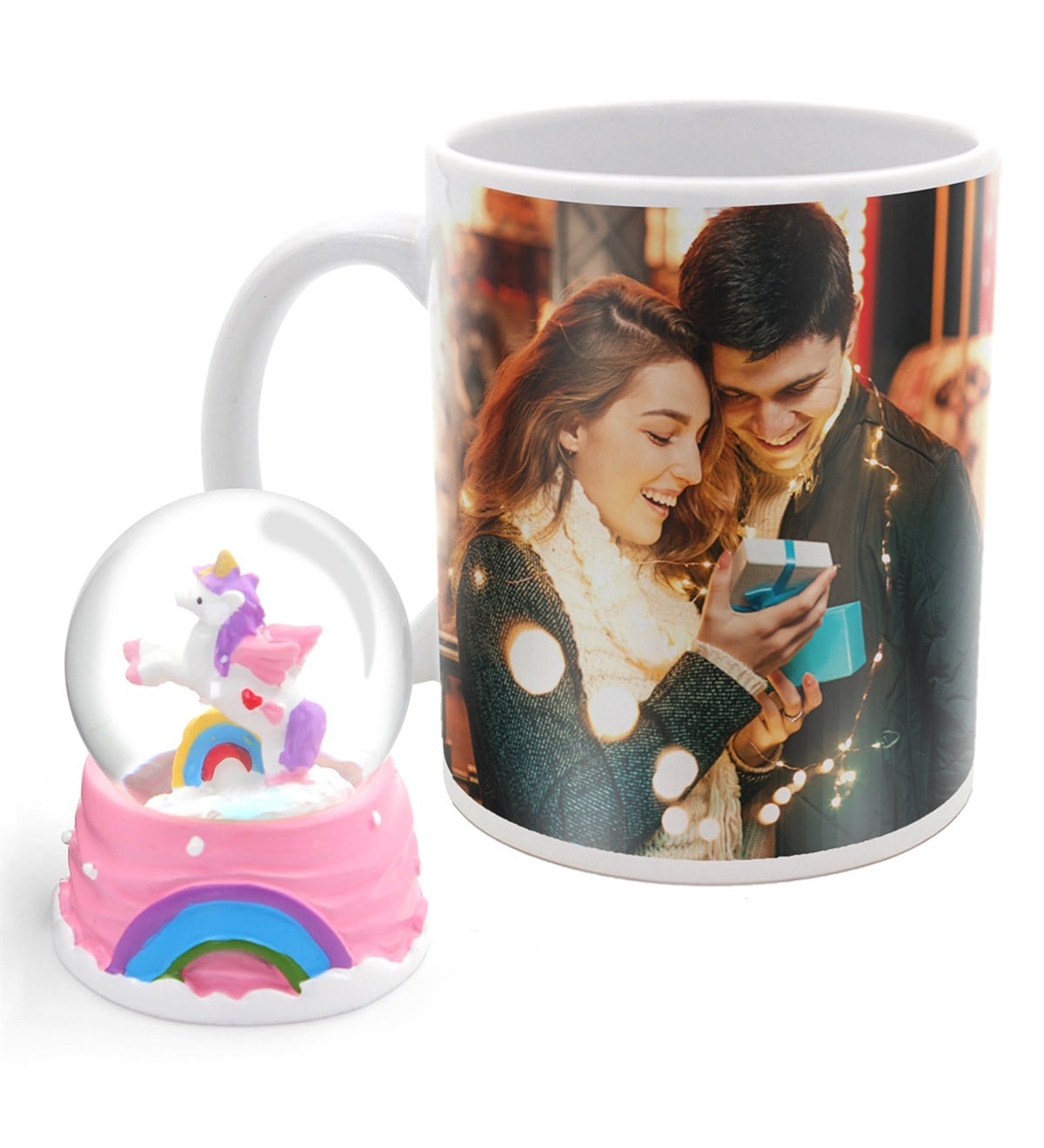 Sevgiliye Özel Unicorn Kar Küresi & Kişiye Özel Kupa