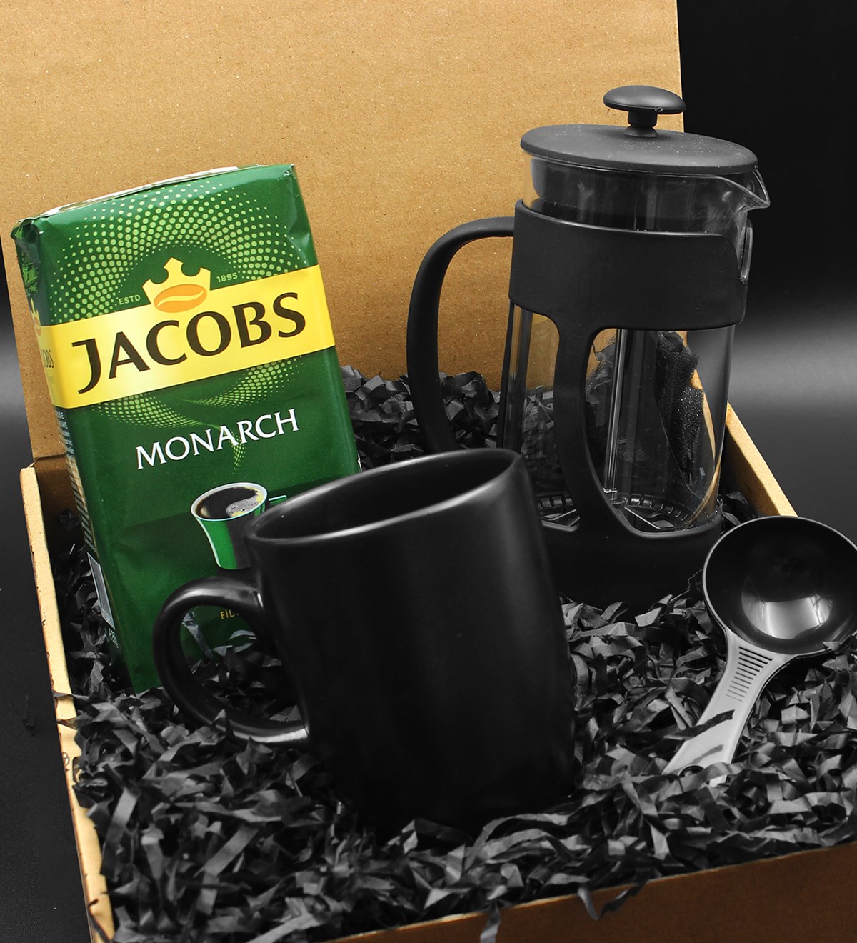 Siyah Kupa & French Press & 250 Gram Jacobs Filtre Kahve Hediye Seti