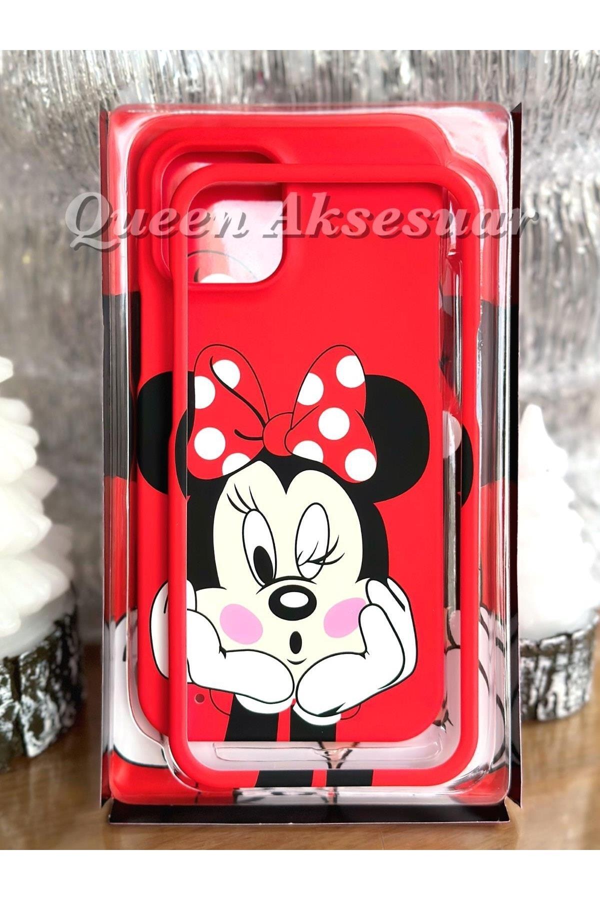 Disney Minnie Mouse Iphone 12 Kırmızı 360 Ön Arka Korumalı Kapak Telefon Kılıfı Kapağı