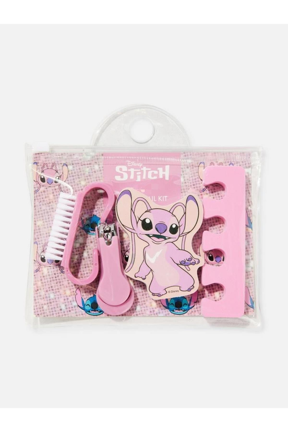 Disney Stitch Ithal Pembe Çantalı Manikür Seti Törpü Tırnak Makası