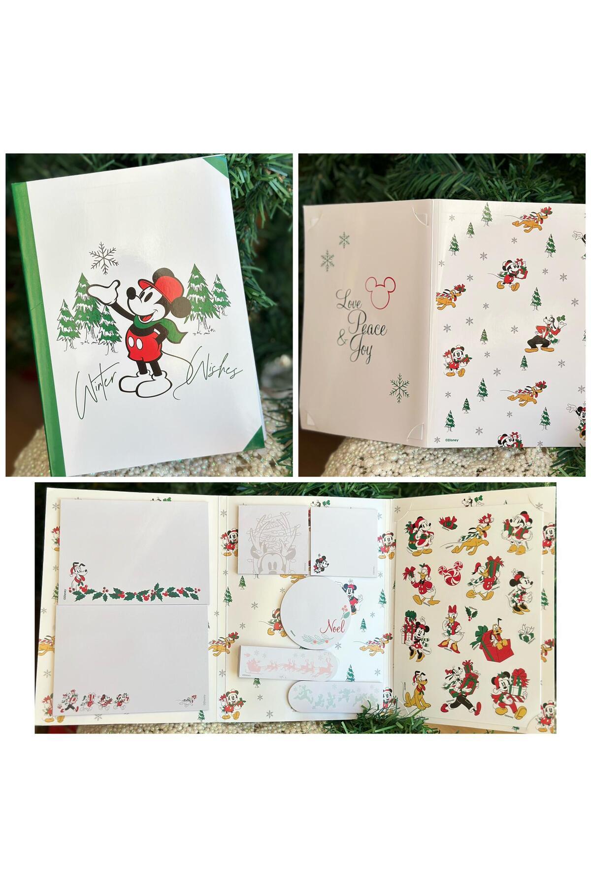 İthal Disney Mickey mouse yılbaşı hediye sticker notluk post it etiket albüm defter seti