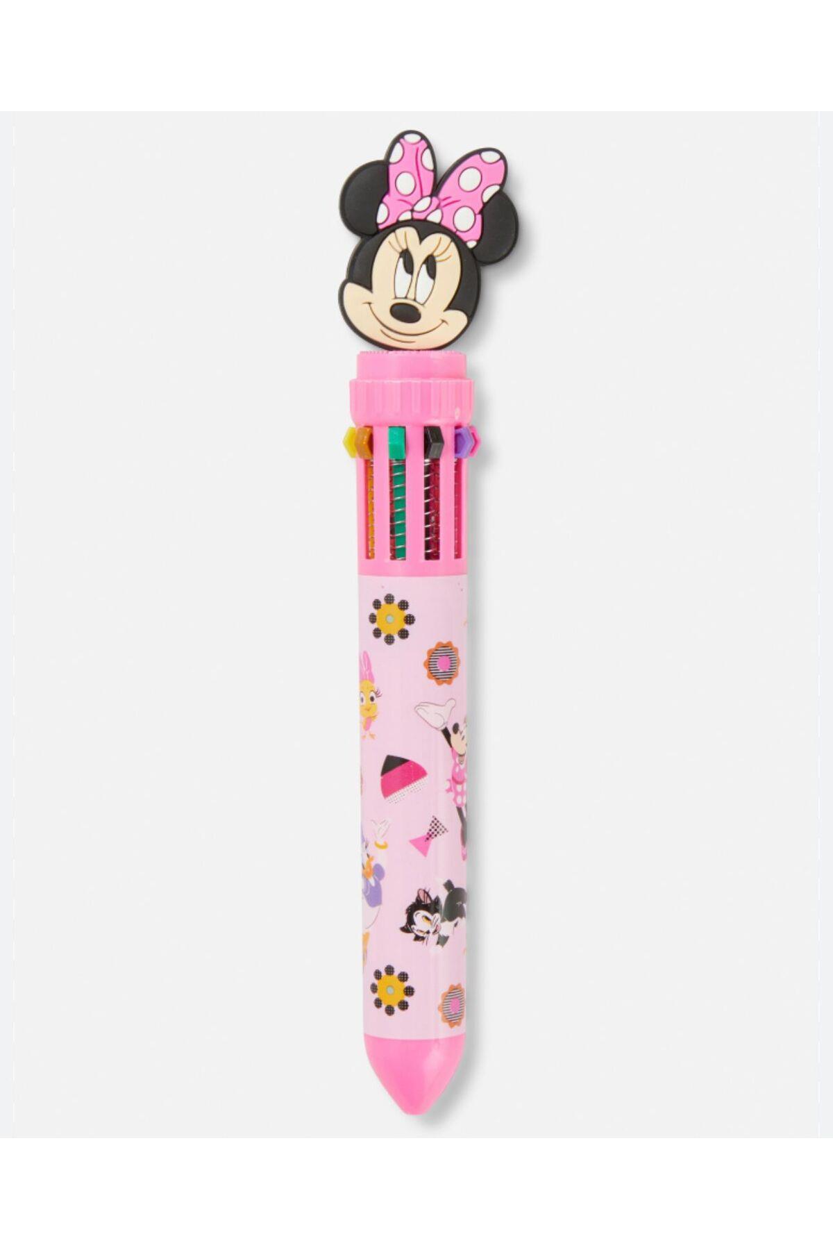 İthal lüks Disney 3d minnie mouse çok renkli tükenmez kalem 10 renk boya seti pembe