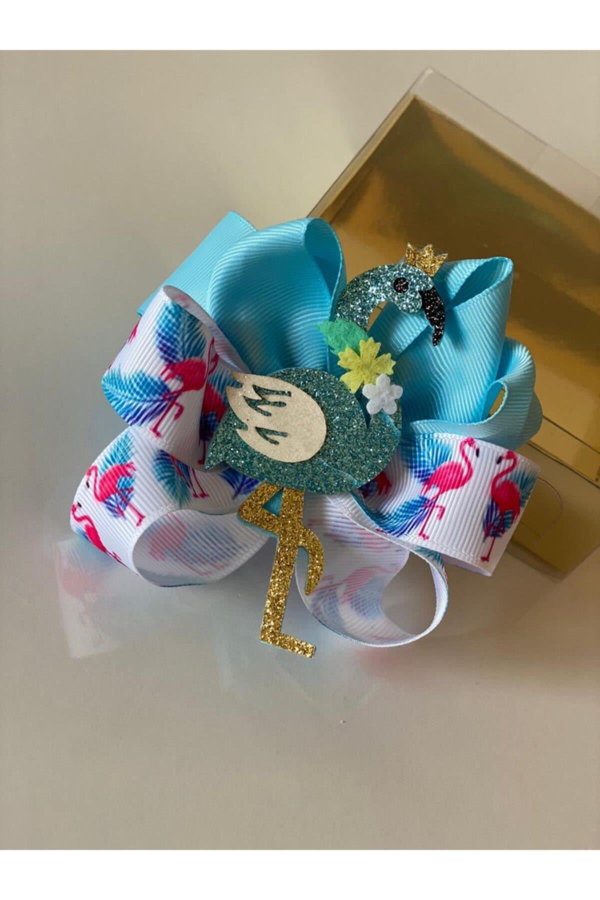 Mavi Flamingo Figürlü Kız Çocuk Bebek Pensli Toka