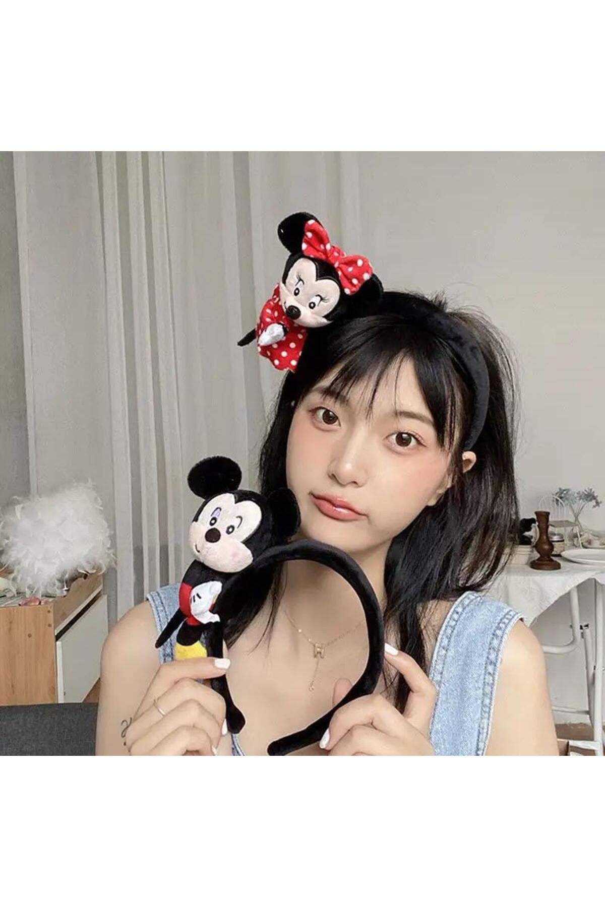 Sevimli büyük peluş 3d boyutlu oyuncak Mickey mouse fare kadife kadın çocuk tacı kostüm taç