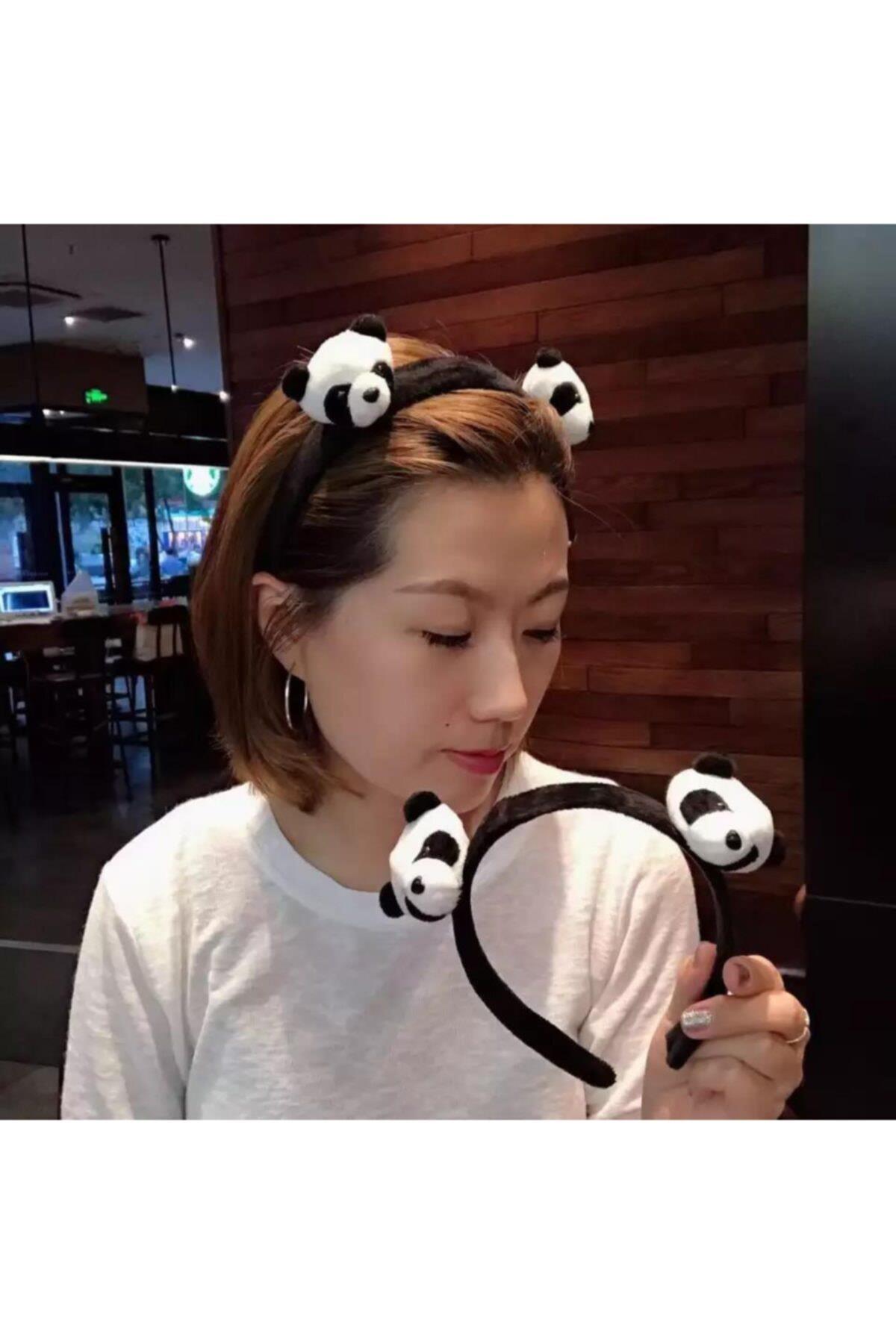Sevimli Peluş Panda Siyah Beyaz Taç Çocuk Yetişkin Tacı