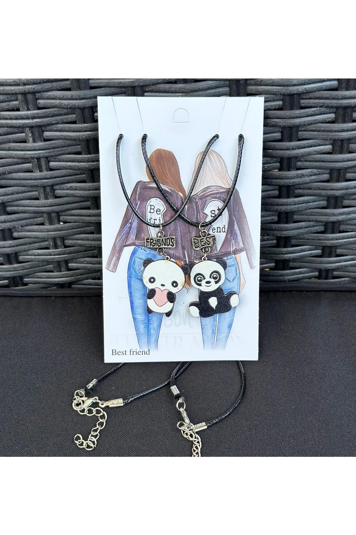 Yeni trend 2li kolye seti sevimli panda kız erkek best friend arkadaşlık kolyesi