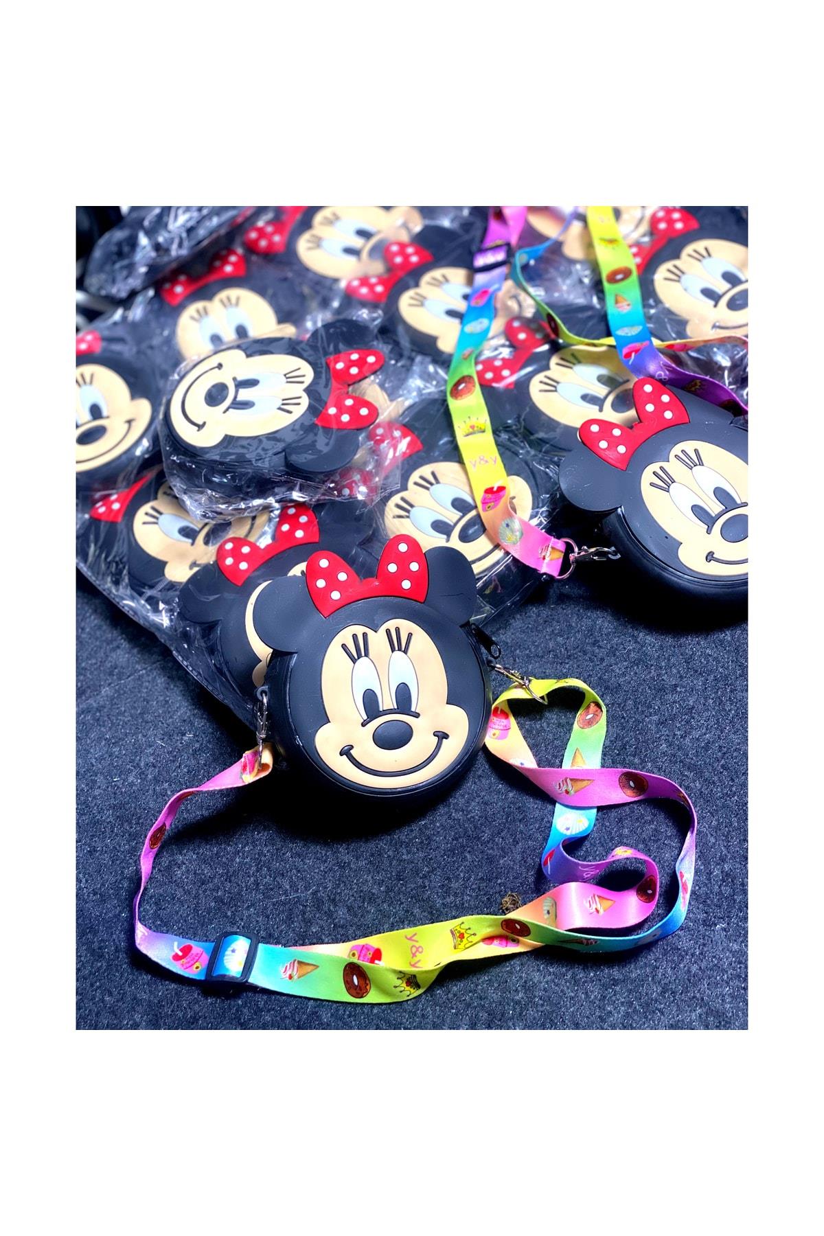 Yeni Trend Moda Minnie Mouse Fare Silikon Askılı Çocuk Çantası Siyah Çanta