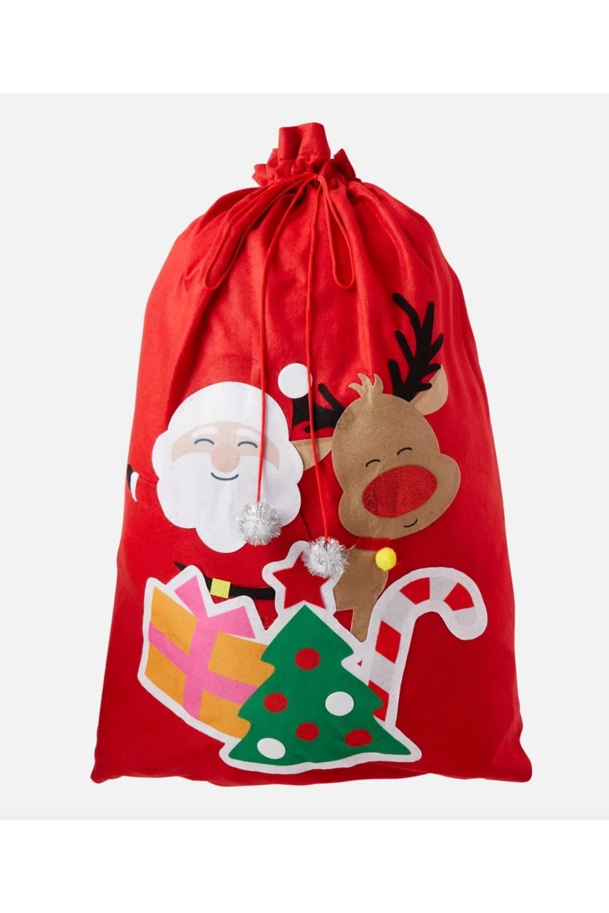 Yeni Yıl Yılbaşı Ithal Lüks Dev Boy Noel Baba Geyik Hediye Paketi Çuval Torba Kese Büyük Çanta