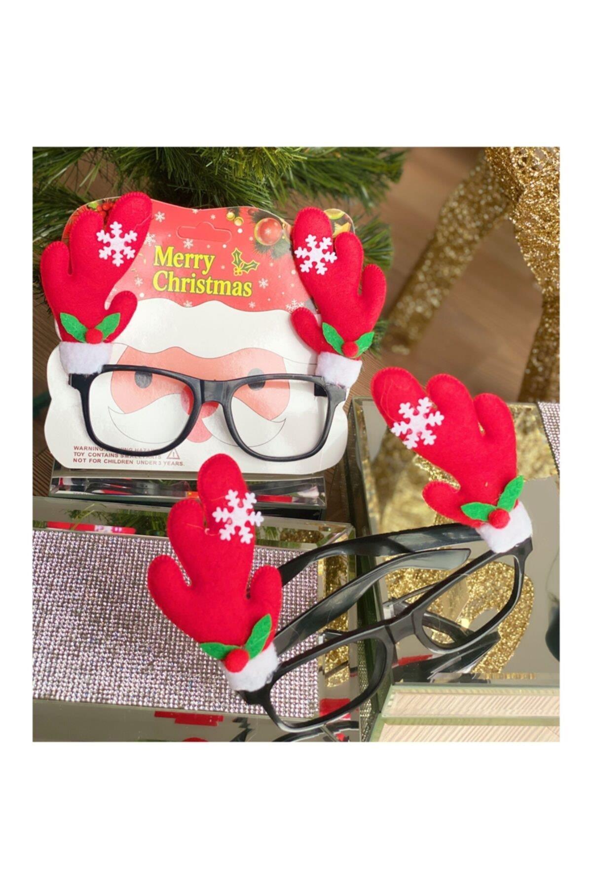 Yeni Yıl Yılbaşı Özel Lüks Geyik Boynuzlu Süslü Gözlük Noel Gözlüğü