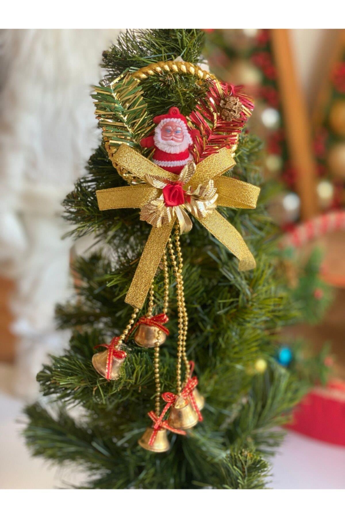Yılbaşı Lüks Kapı Duvar Çam Ağacı Sartkıt Çelenk Zincir Zil Süs Noel Baba Çan