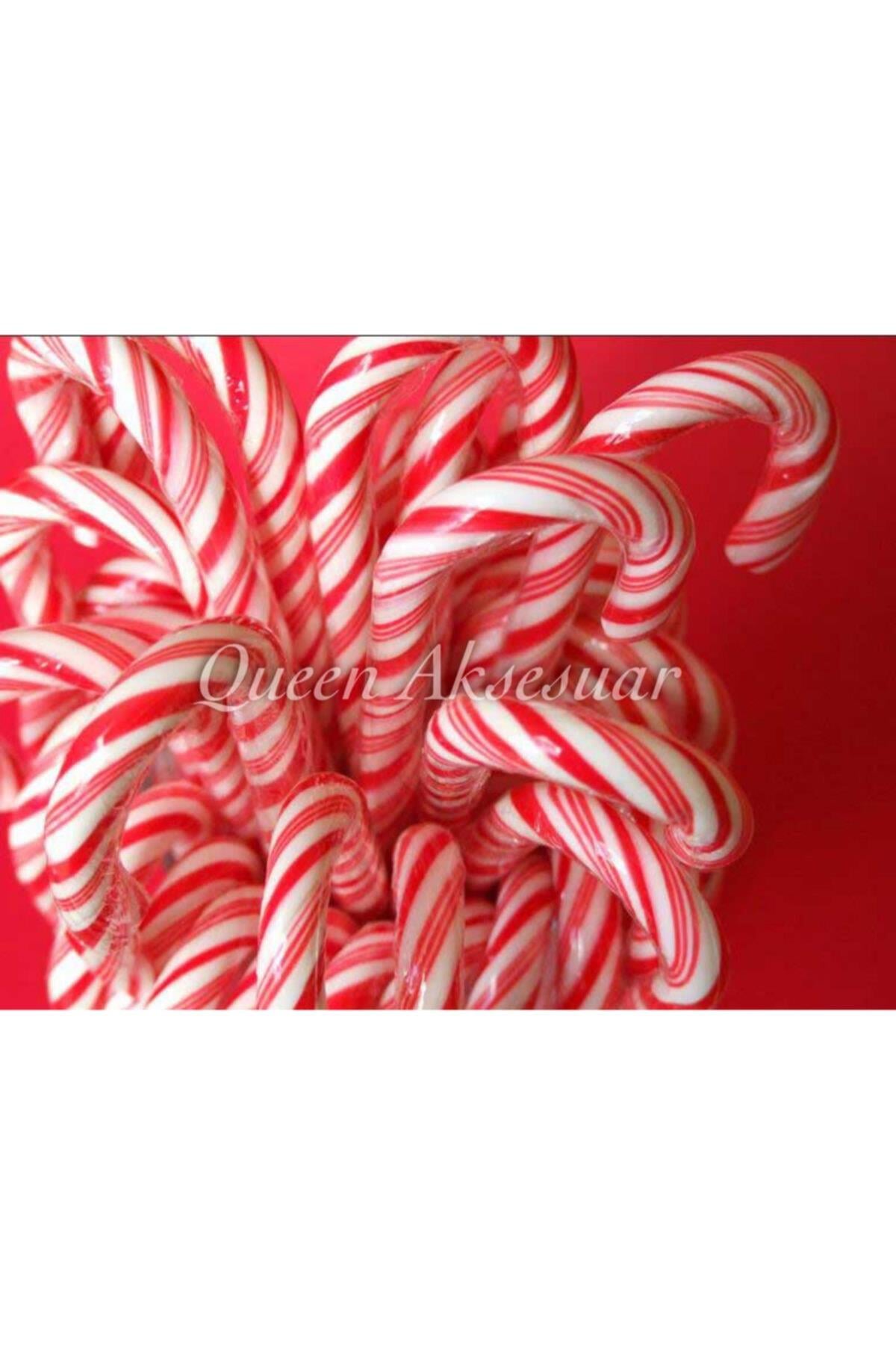 10 Adet Kırmızı Beyaz Çizgili Yılbaşı Noel Baston Şeker Striped Stick Candy