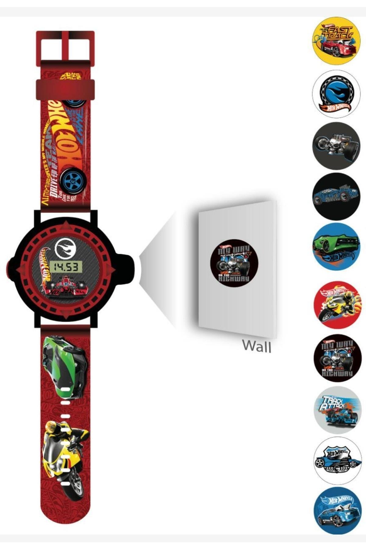 10 Resimli Projeksiyonlu Hot Wheels Arabalı Saat Erkek Çocuk Saati