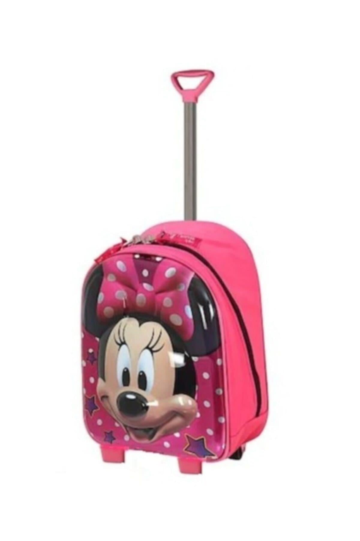 3d 5d Boyutlu Pembe Minnie Mouse Çekçekli Tekerlekli Anaokulu Kreş Çanta