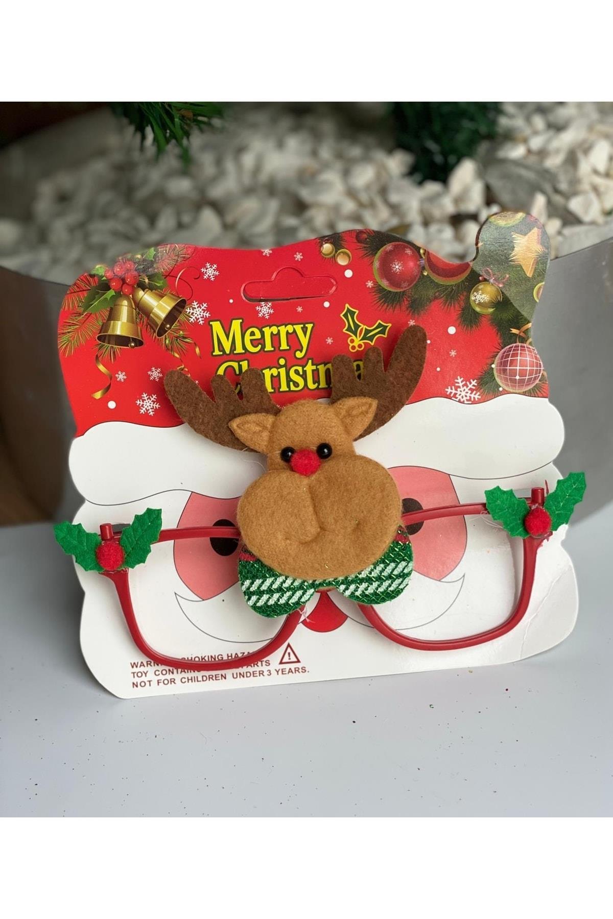 3d Sevimli Eğlenceli Yeni Yıl Yılbaşı Fotoğraf Gözlüğü Noel Baba Geyiği Geyik Gözlük