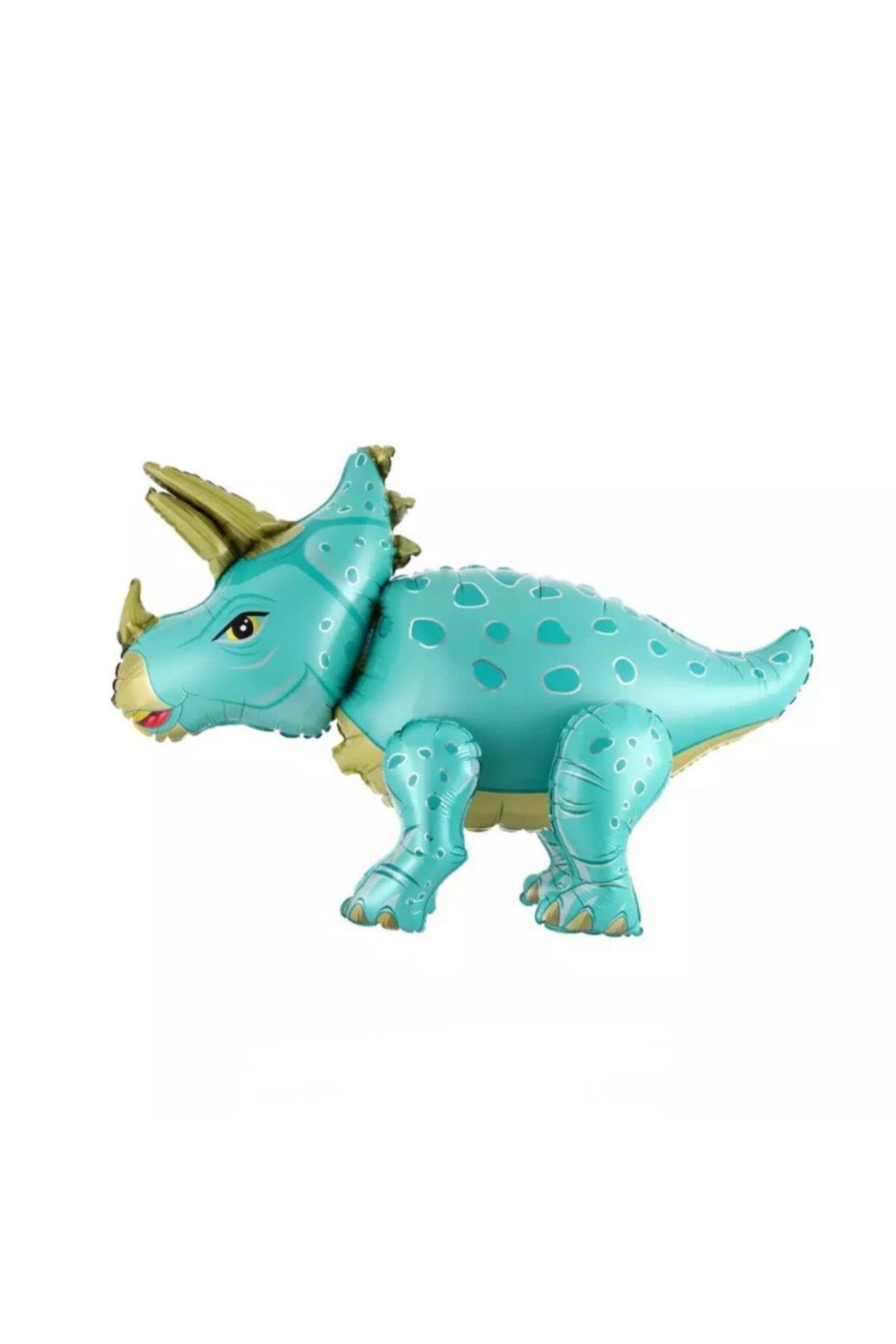 4d Dev Turkuvaz Mavi Triceratops Dinazor Airwalker Yürüyen Folyo Balon 54,5-91cm Doğum Günü Parti