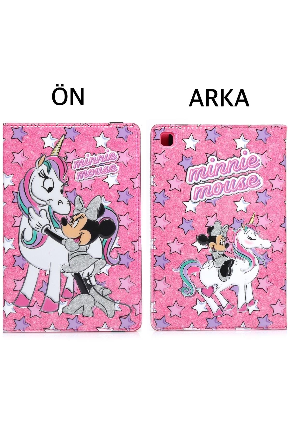 Apple Ipad Air 9,7” Tablet Kılıfı Parlak Kapak 3d Kabartmalı Pembe Simli Unicorn Minnie Mouse