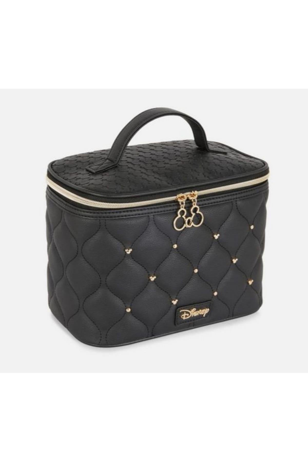 Disney Minnie mouse ithal lüks gold metal logolu kapitone desen makyaj çantası