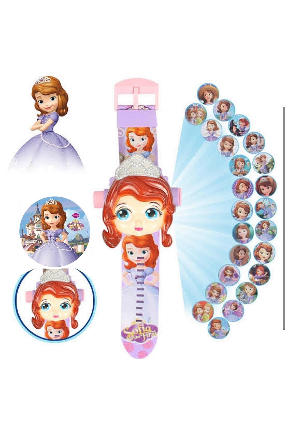 Disney Prenses Sofia Projeksiyon Kapaklı Işıklı 24 Resimli Dijital Çocuk Saati Kutulu Saat