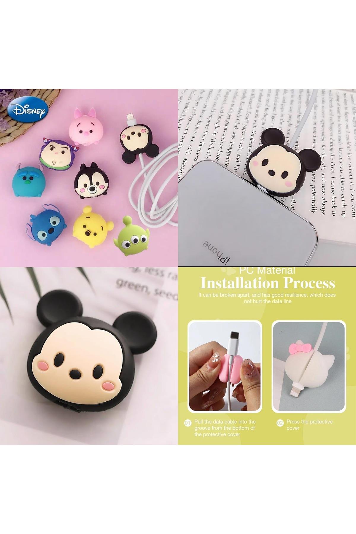 Disney sevimli fare Mickey mouse 3d kablo koruyucu tutucu silikon aparat kopma önleyici