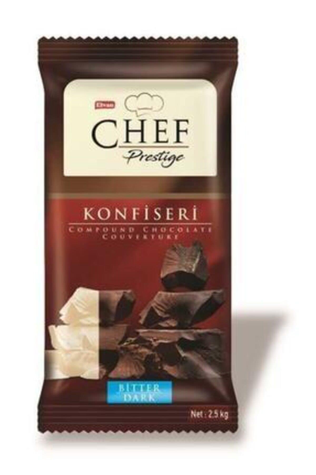 Elvan Chef Premium Yüzde 59 Kakaolu Bitter Konfiseri Kuvertur 2,5 Kg