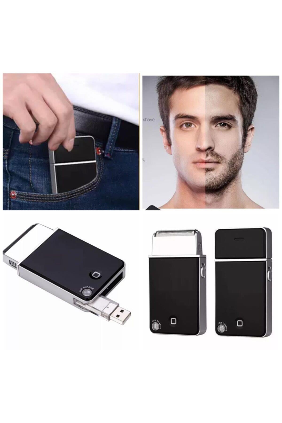 Erkekler Için Özel Hediye Slim Ince Mini Usb Şarjlı Cep Traş Makinesi Kılıflı Yedek Başlıklı Kutulu