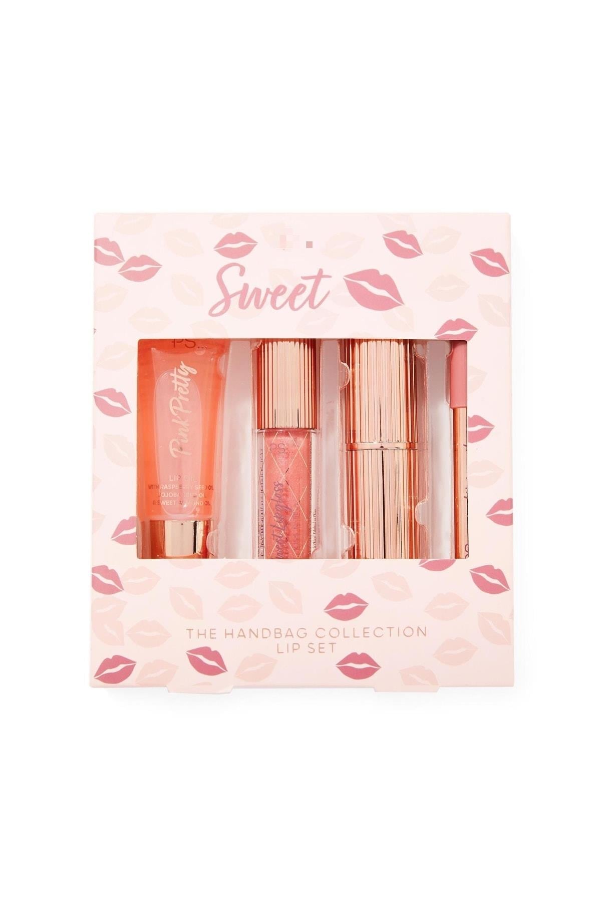 Ingiltere’den Ithal Lüks Lip Gloss Dudak Kalemi Fırça Stick Ruj Seti Gold Altın Kaplama Pembe Tonlar