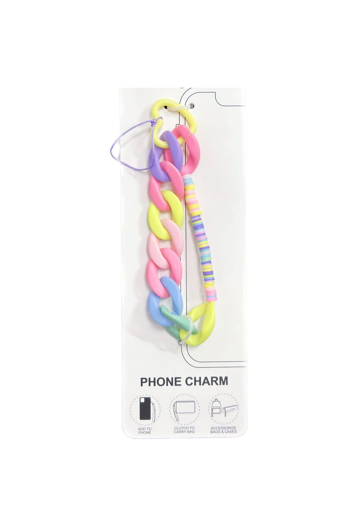 İngiltere’den ithal lüks phone charm telefon askısı şeker pastel renkli kalp zincir askı