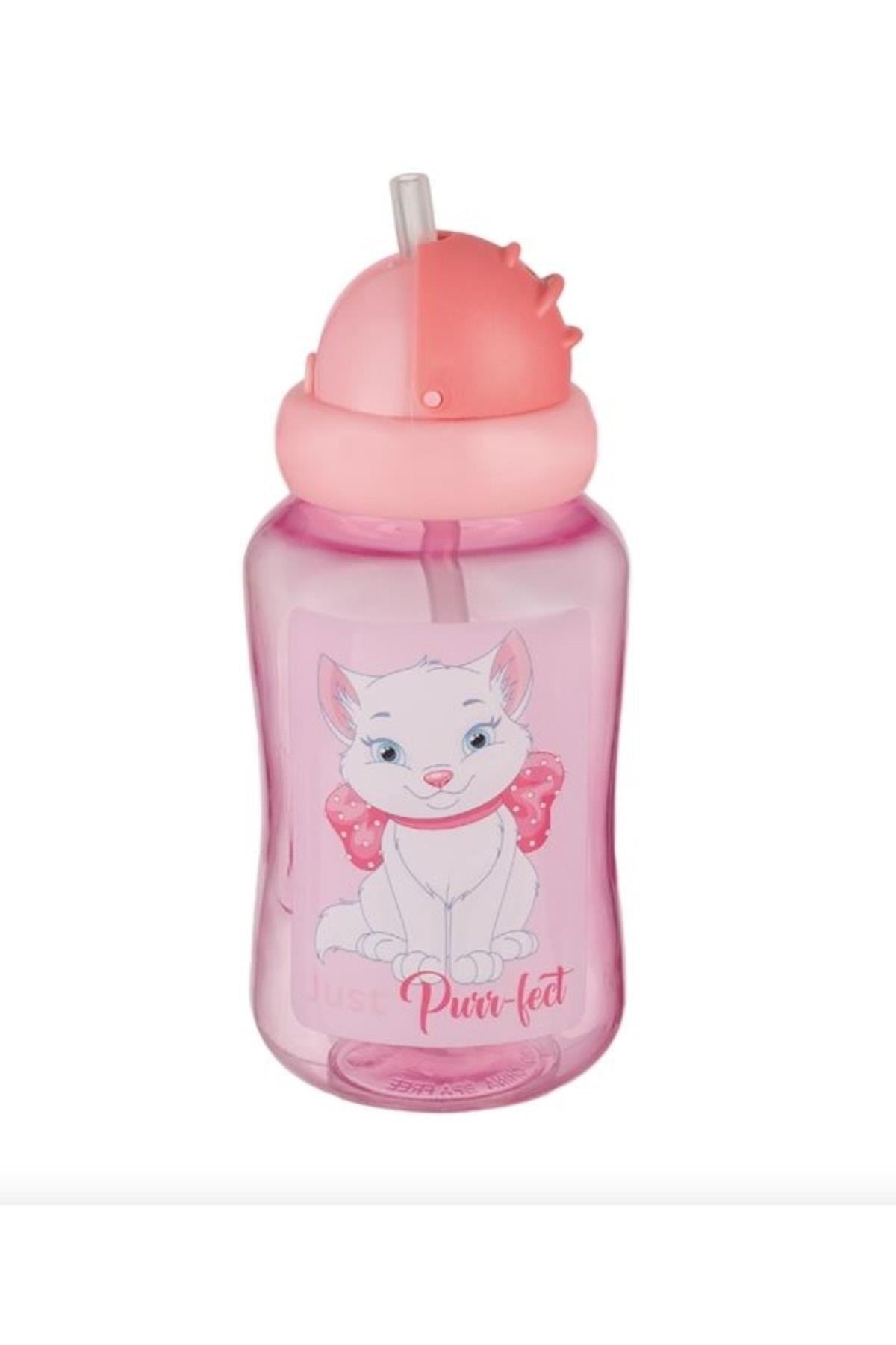 İngiltere'den ithal %0 bpa disney marie kedili pembe pipetli biberon suluk su şişesi bebek çocuk