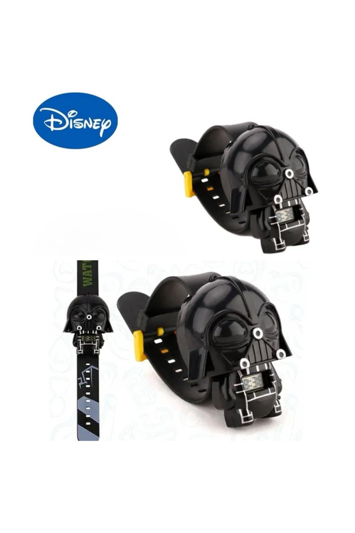 İthal 3 boyutlu 3d lüks Disney star wars darth vader asker figürlü siyah dijital çocuk kol saati