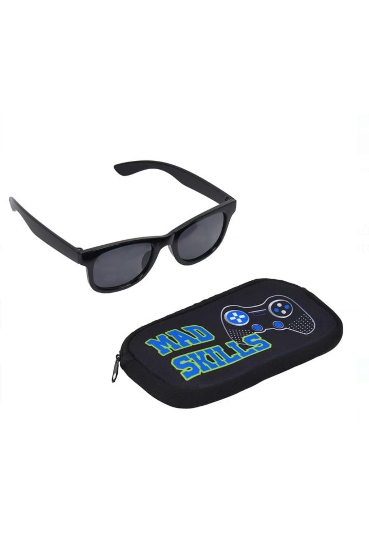 Ithal Erkek Çocuklar Için Çantalı Kılıflı Güneş Gözlüğü Ray Ban Tarz Siyah Uv Tam Koruma