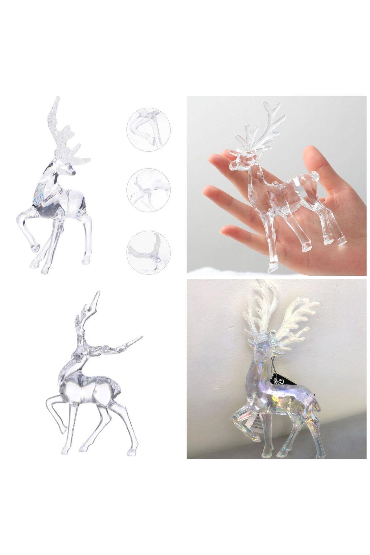 İthal koleksiyonluk lüks hologram noel geyiği yılbaşı çam ağacı dekor süs akrilik askılı geyik