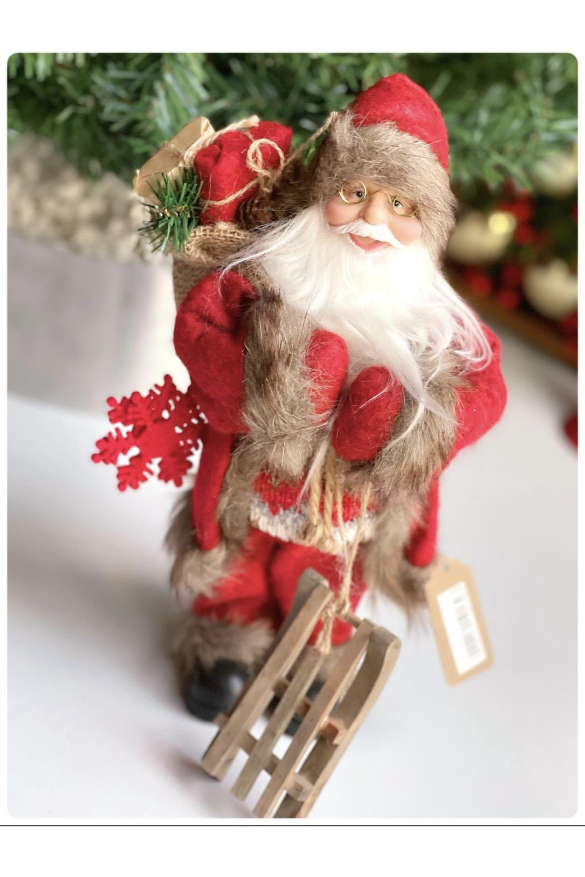 Ithal Koleksiyonluk Yılbaşı Lüks Dekorasyon Kızaklı Noel Baba Oyuncak Biblo Çam Ağacı Süsü Dekor