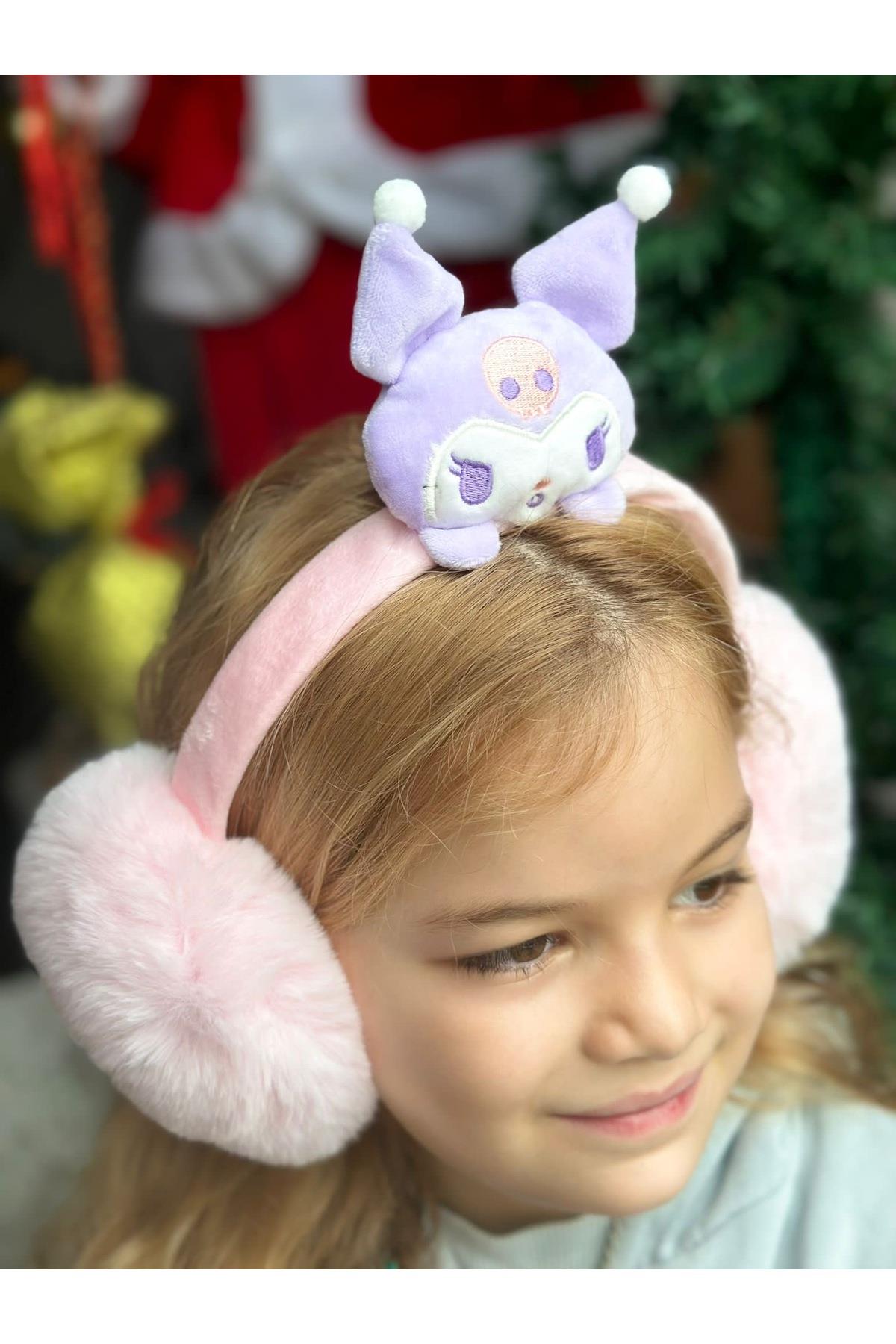 İthal kuromi Hello kitty kedili peluş oyuncaklı tüylü kulaklık tacı çocuk yetişkin taç kulaklığı
