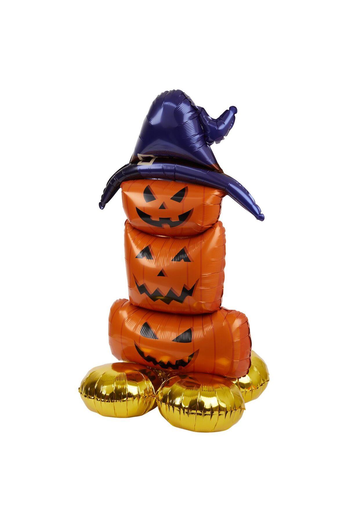 İthal lüks cadılar bayramı halloween dev büyük ayakta duran walker balkabağı folyo balon