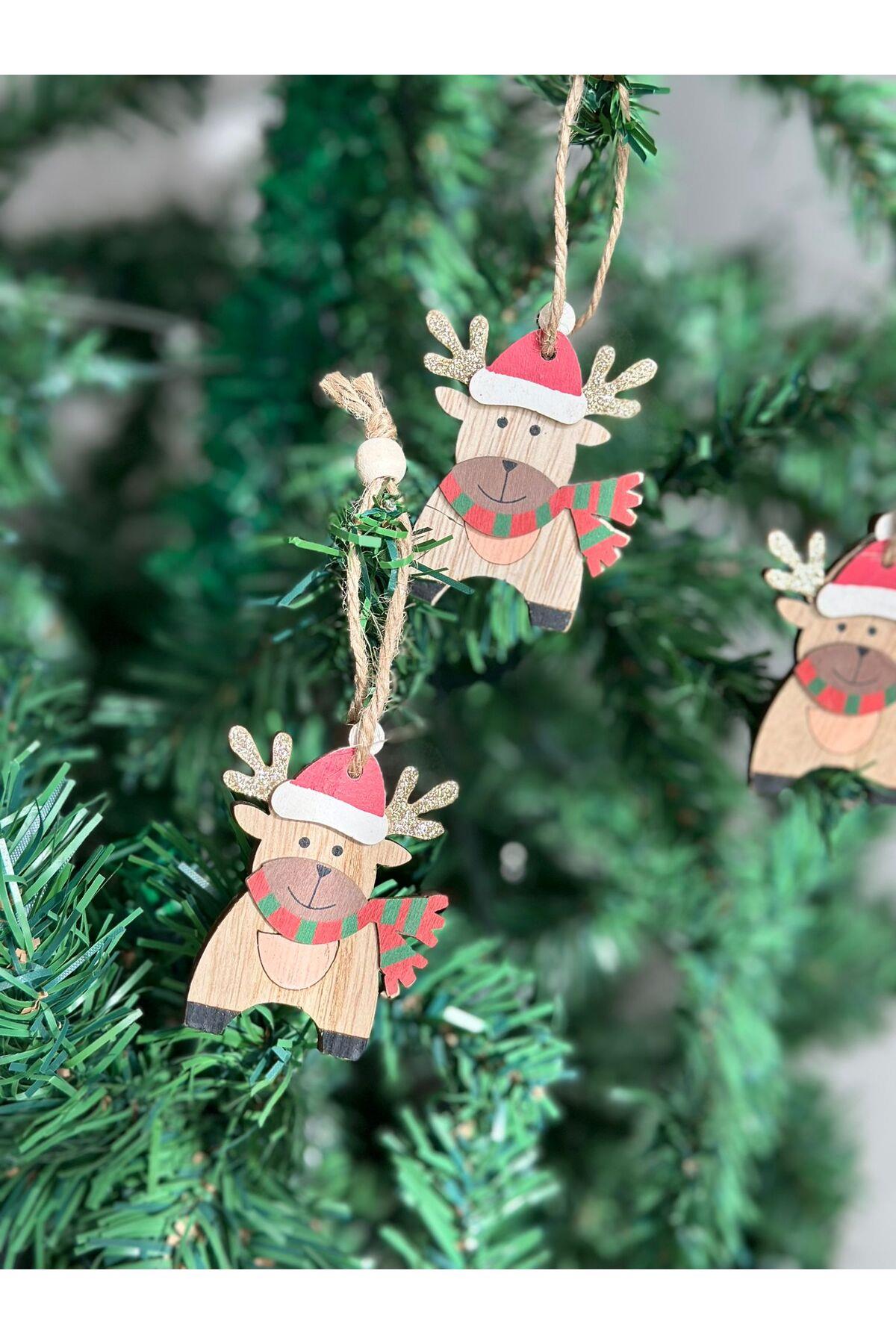 İthal lüks koleksiyonluk simli boynuzlu geyik yılbaşı çam ağacı noel ağaç dekor süs 3lü set
