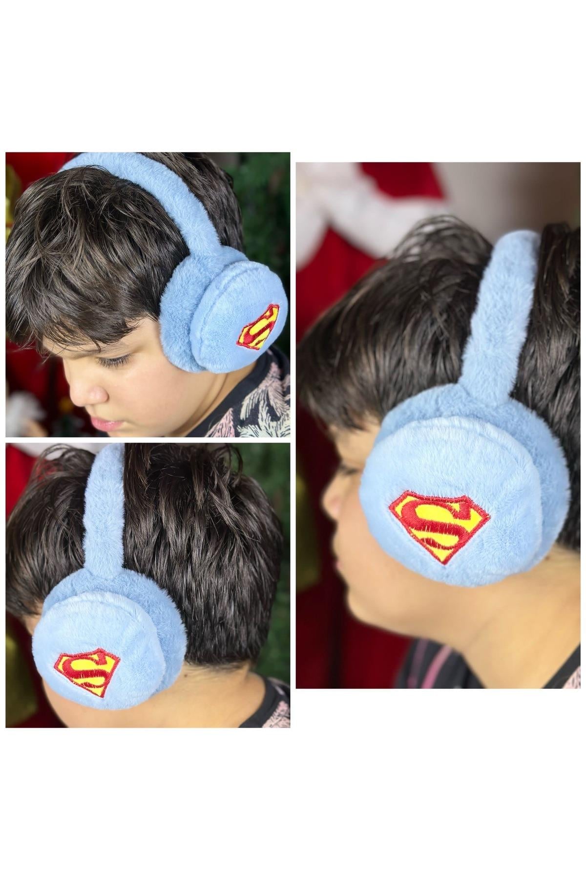 İthal lüks peluş yumuşak tüylü kulaklık erkek çocuk kulaklığı Superman süper adam marvel