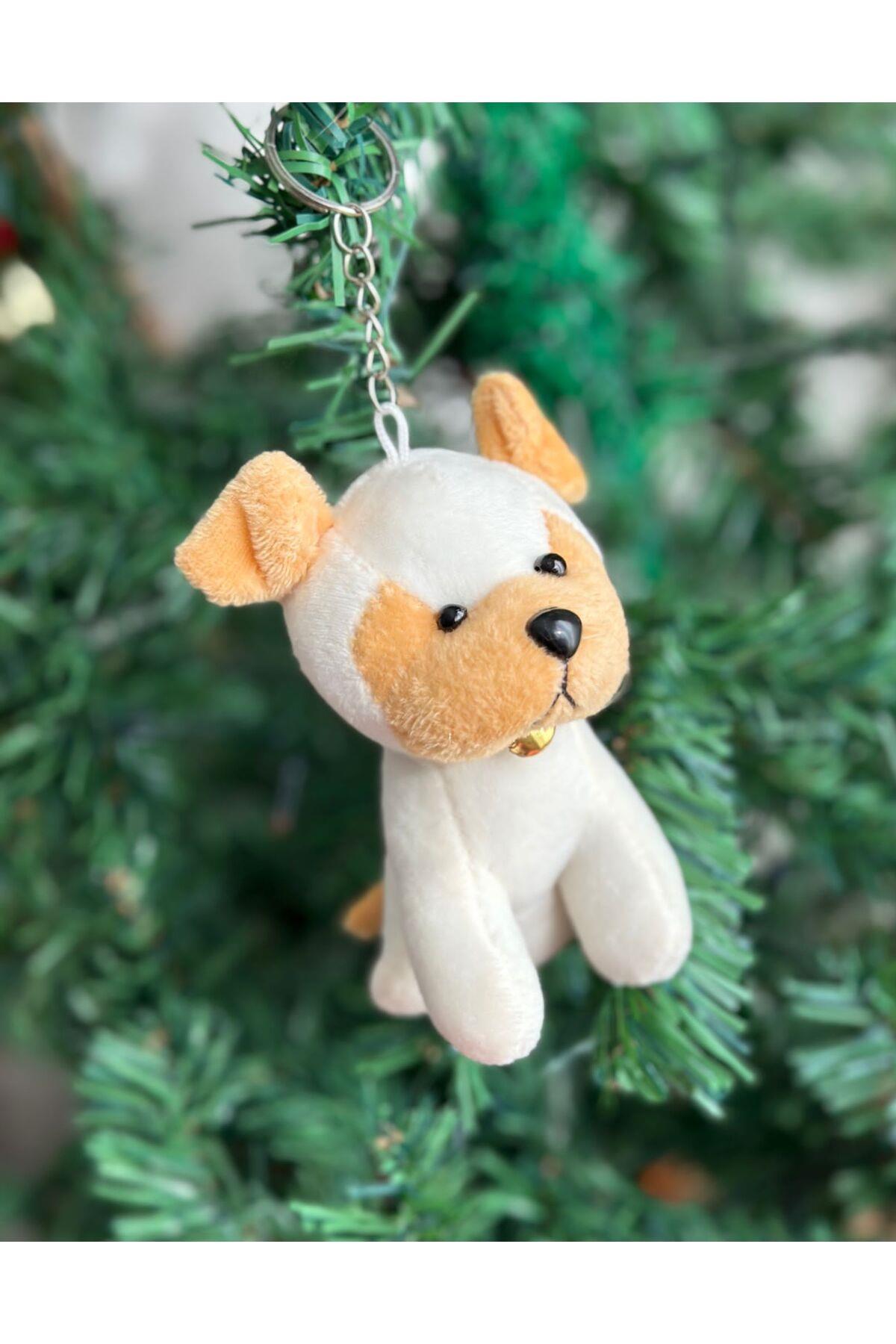 İthal lüks yeni hediyelik peluş sevimli zilli köpek oyuncak puppy anahtarlık çam ağacı süsü beyaz