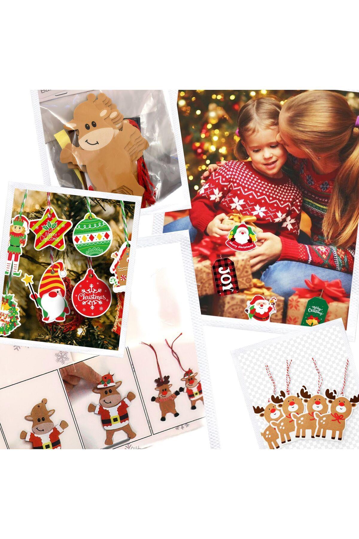 İthal lüks yeni yıl noel yılbaşı askılı geyik hediye paketi süs el işi seti kendin yap