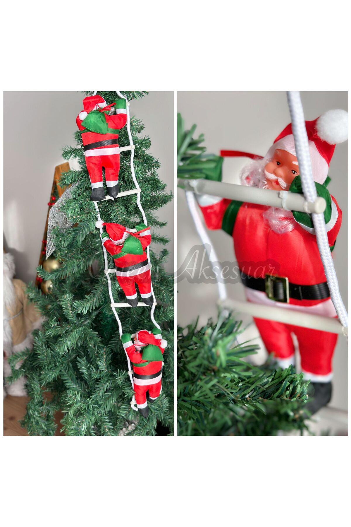 İthal lüks yılbaşı yeni yıl merdiven tırmanan noel baba 3lü dekorasyon duvar çam ağacı ev süsü