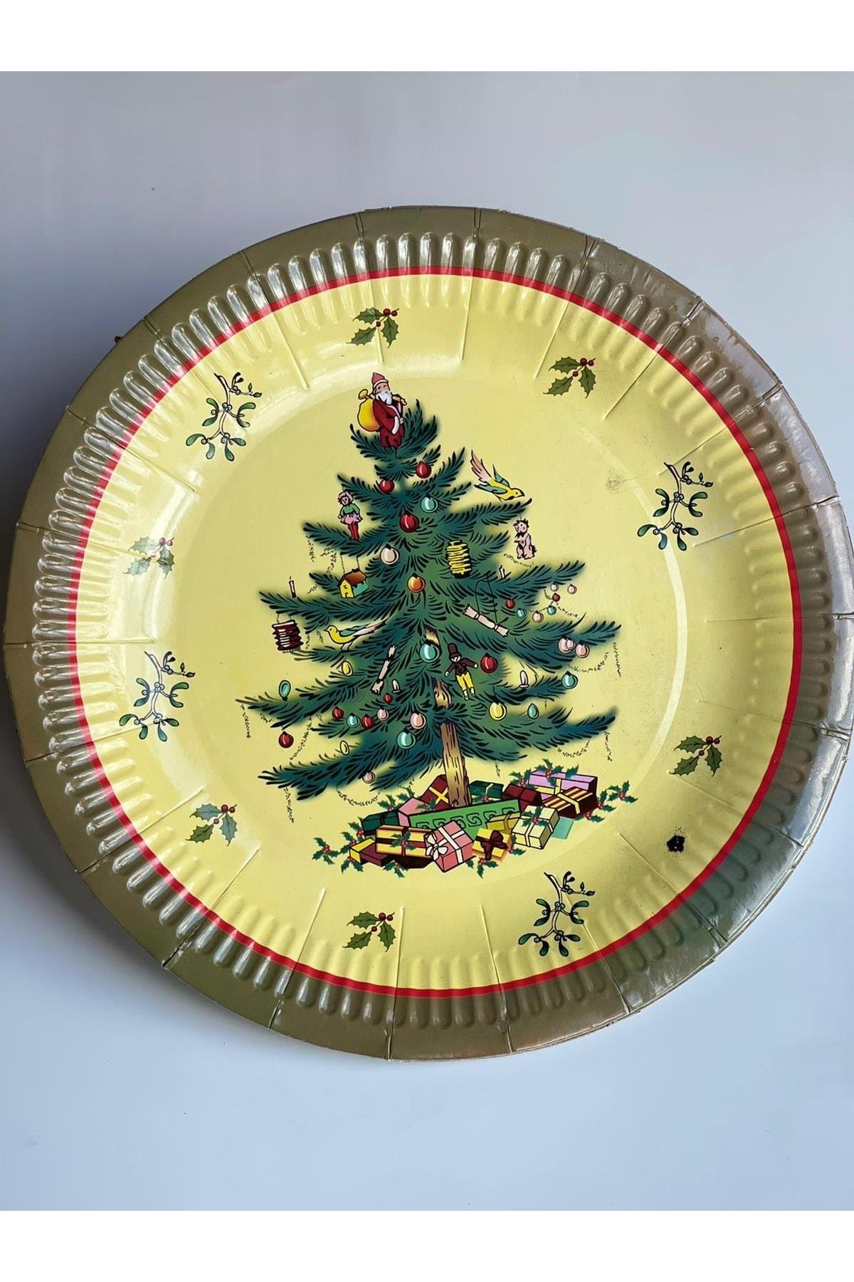 Ithal Yeni Yıl Yılbaşı Lüks Sofra Sunum Noel Baba Hediye Paketi Desenli Peçete Seti