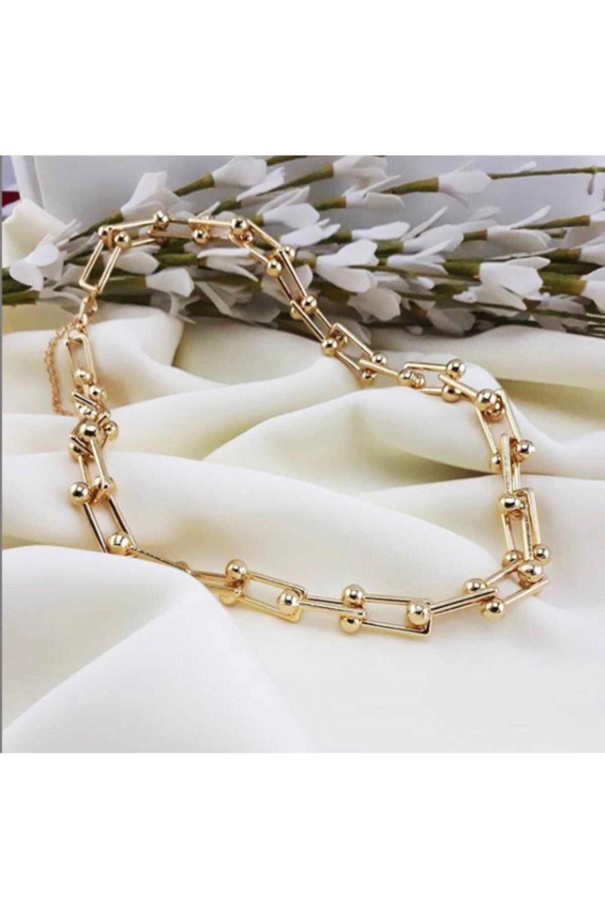 Kadın Trend Gold Renk Tiffany Model Zincir Kolye
