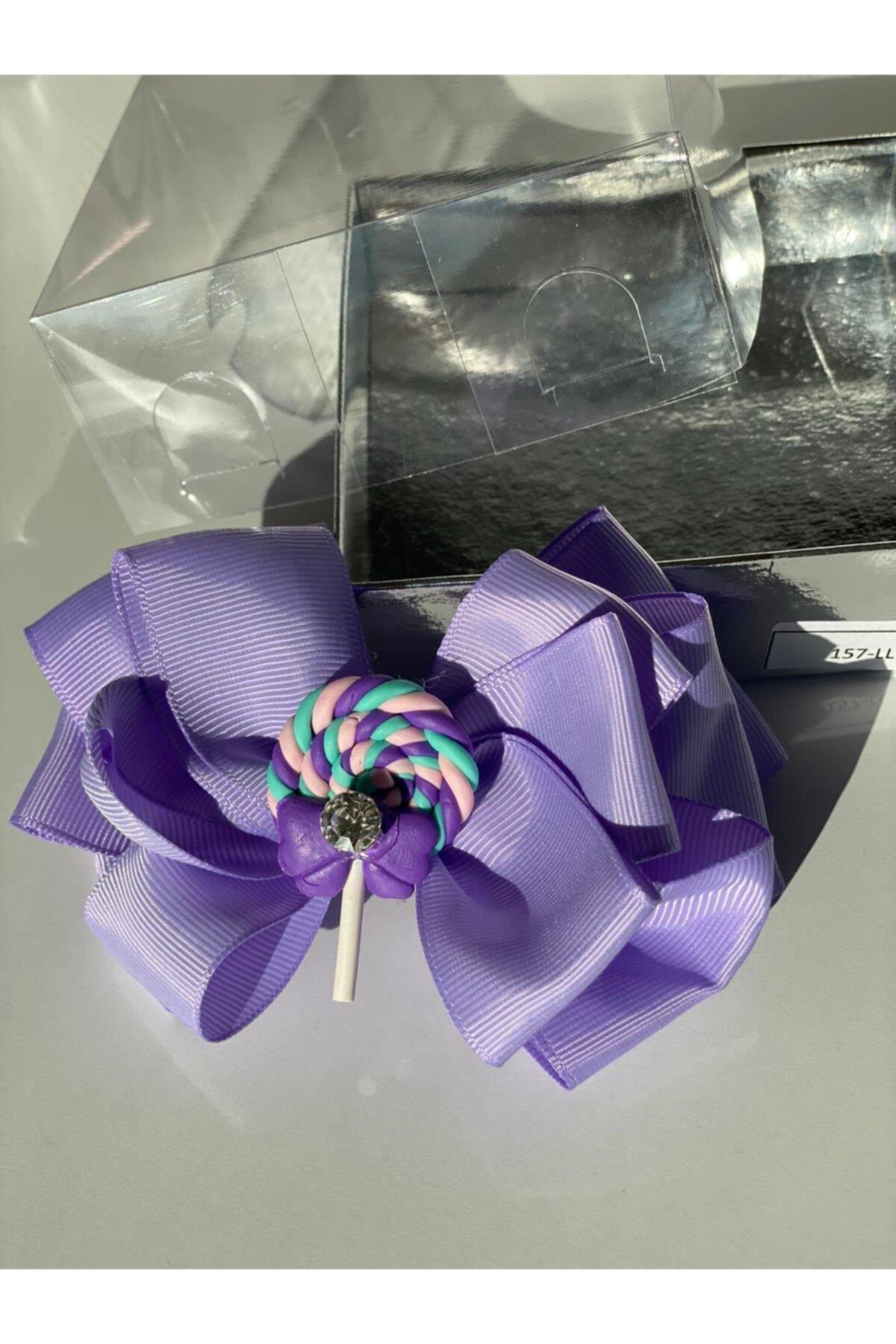 Lila Lolipop Süslü Kız Çocuk Bebek Klipsli Toka