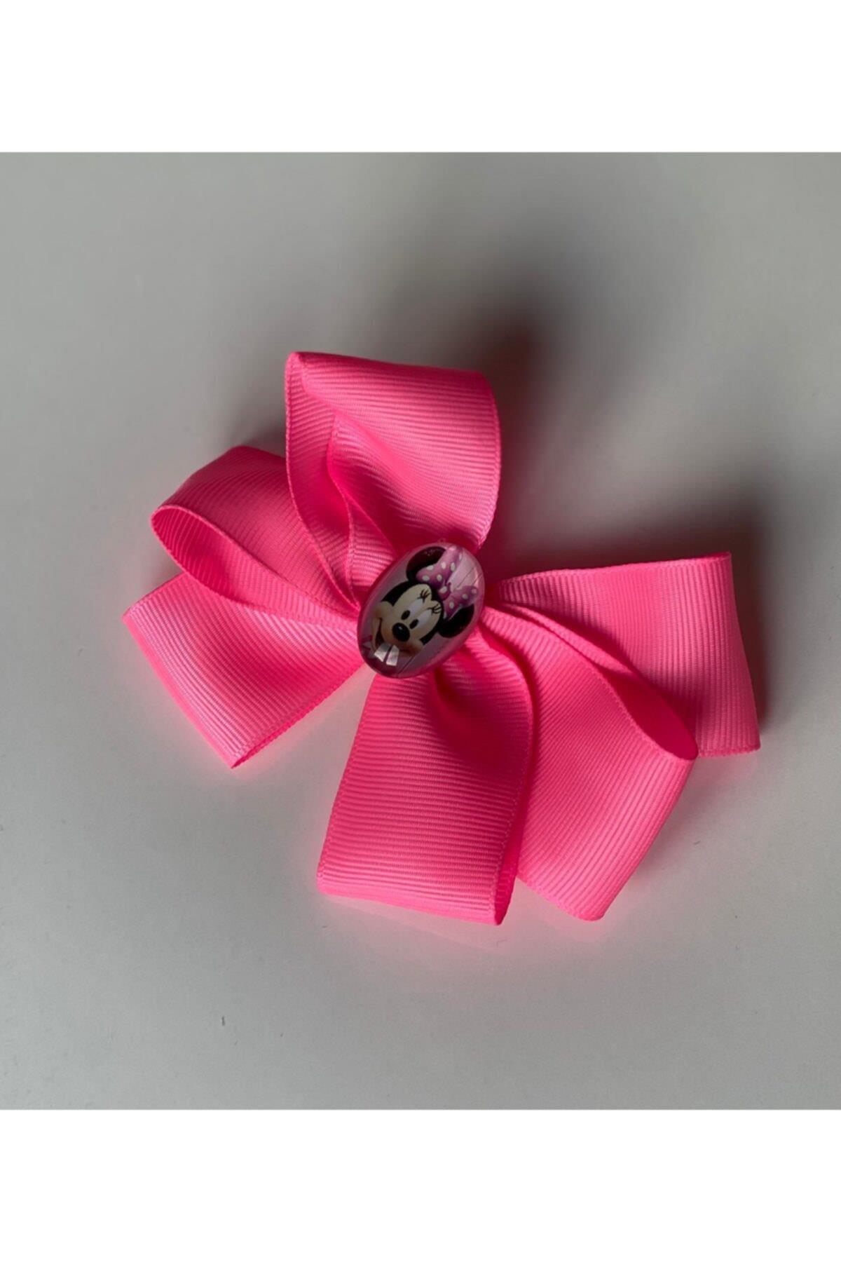 Minnie Mouse Mini Neon Pembe Anne Kız Çocuk Bebek Pensli Toka