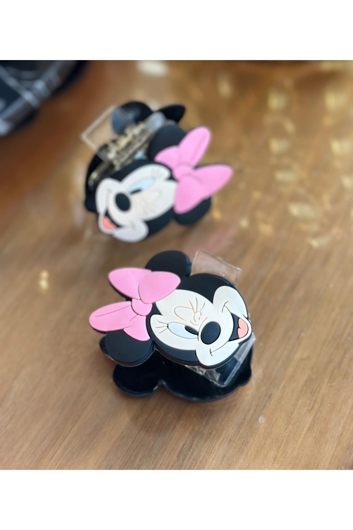 Moda Şeffaf Büyük Minnie Mouse Fare Mandal Klipsli Toka Çocuk Kadın Tokası Pembe