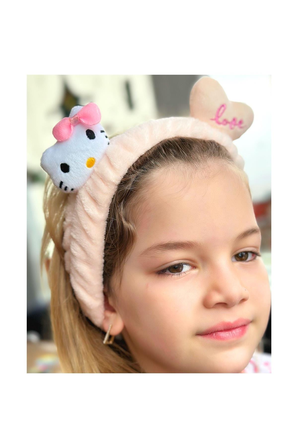 Oyuncak Hello Kitty Kedi 3d Bebek Çocuk Kadın Makyaj Bandana Saç Bantı Lastikli Pudra