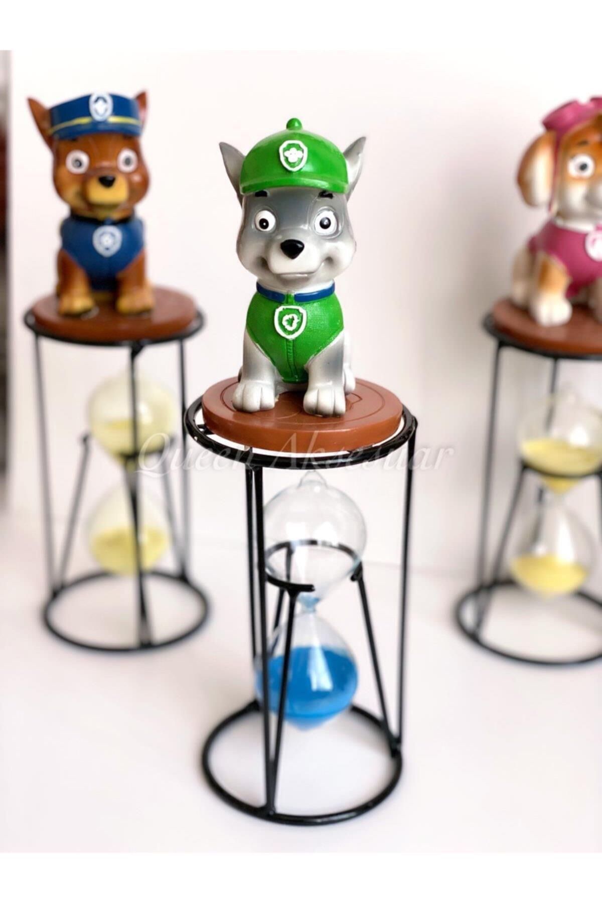 Paw Patrol Yeşil Devriye Geri Dönüşüm Köpek Rocky Büyük Dekorasyon Süs Biblo Kum Saati Hediyelik