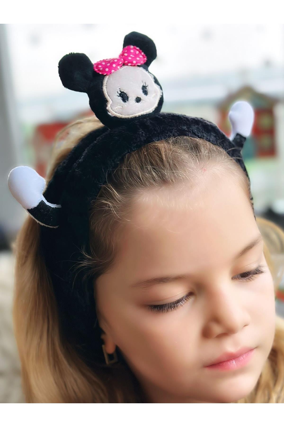 Peluş Oyuncak Minnie Mouse Fare 3d Boyutlu Yumuşak Lastikli Bebek Çocuk Kadın Bandana Saç Bantı