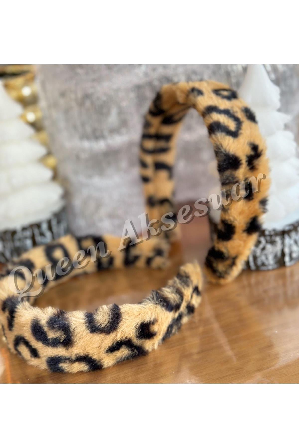 Peluş Tüylü Taç Kaplan Leopar Sarı Siyah Desenli Taç 1 Adet