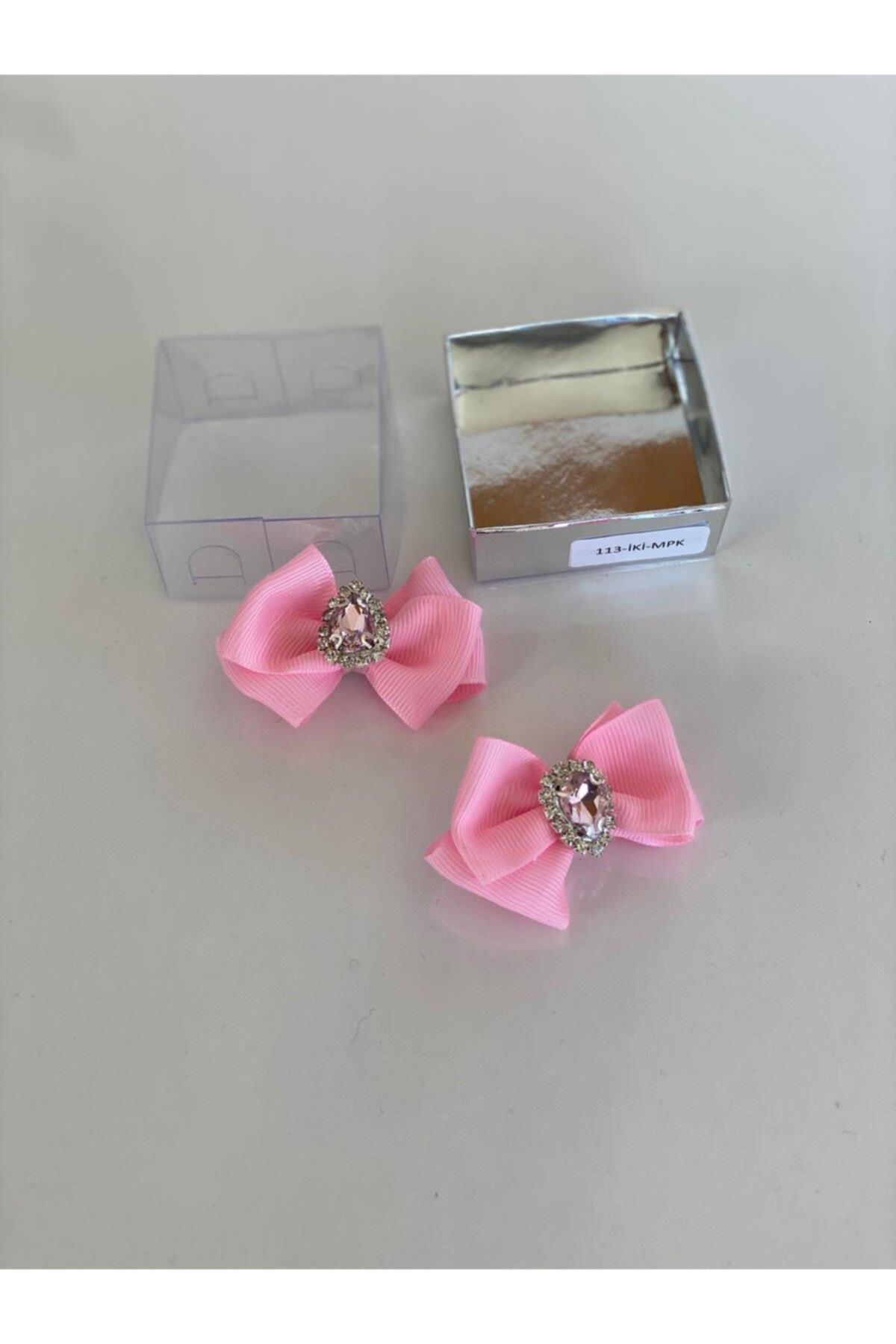Pembe 2' Li Kristal Taşlı Pensli Toka